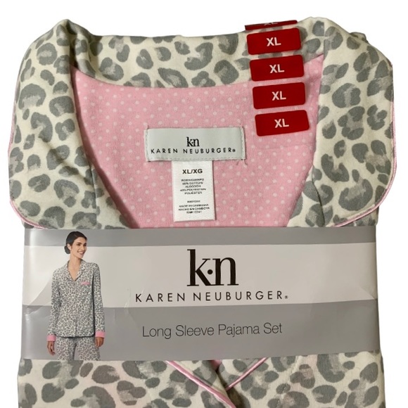 Karen Neuburger Other - PAJAMAS SET Karen Neuburger PJs Gray Pink Cat Leopard Print Pajamas NEW WITH…